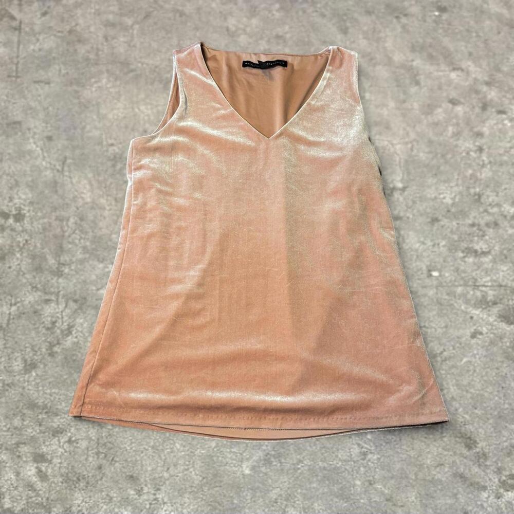 velour peachy pink blouse  white house black market sz xxs office holiday women - Picture 6 of 9